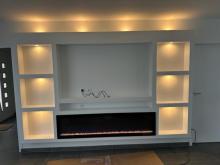 TLRenov Ossature Placo, niche de rangement TV + cheminée décorative 03
